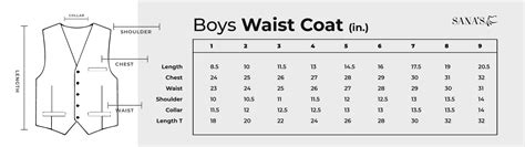 Boys Size Chart Sanas