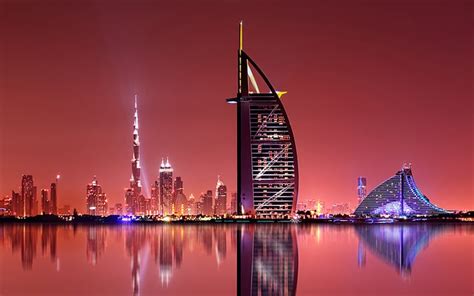 Download Wallpapers Dubai Burj Al Arab Uae Burj Khalifa Night