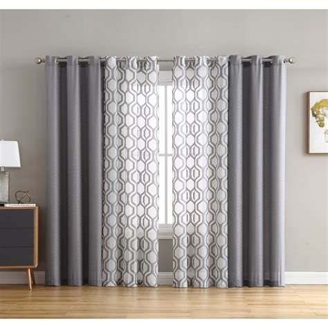 Vcny Home Auckland 4 Piece Sheer Curtain Panel Set 76 X 84 Grey