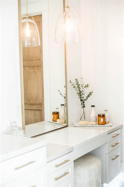 Impressions giselle contemporary vanity chair with 360 degree swivel, makeup vanity seat with adjustable height and steel flat base (white) $169.00. Modern white and gold makeup vanity | Bathroom Decor | Design, Styled + Photo… | Bathroom design ...