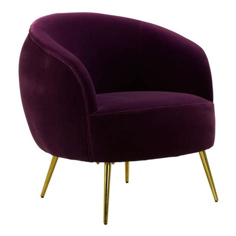 Intercrus Upholstered Velvet Armchair In Purple And Gold Fif Velvet
