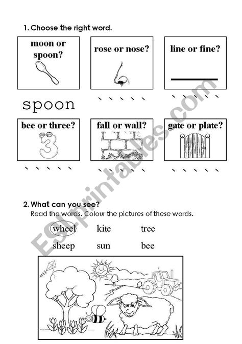 English Worksheets Choose The Right Word