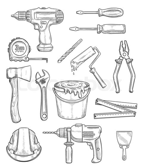Tool Sketch Of Repair And Construction Instrument Stock Vector