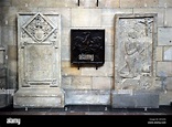 Historic tomb slabs, Gothic St. Vitus Cathedral, Hradčany, Prague ...