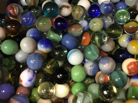 Leaded Vintageantique Glass Marbles Yellow And White Swirl