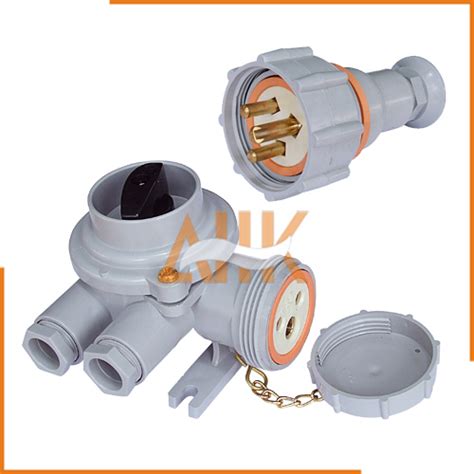 Synthetic Resin Watertight 3 Pin Plugs And Receptacles With Switch Type