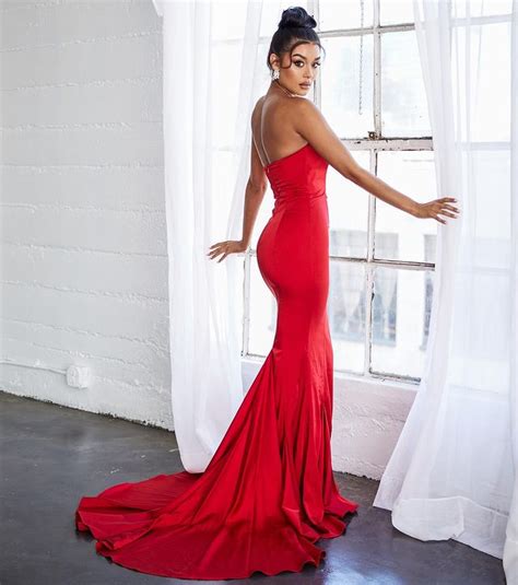 sexy mermaid strapless red long prom dress with split front · beautylady · online store powered