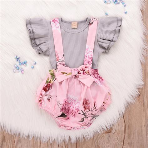 2019 Toddler Infant Baby Girl Clothes Sleeveless Ruffle Tops Overall
