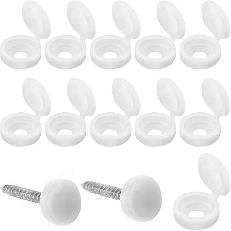 100 Pieces White Screw Caps Cover Plastic Hinged Screws Cover Caps