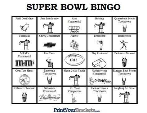 Super Bowl Bingo Sheets Printable