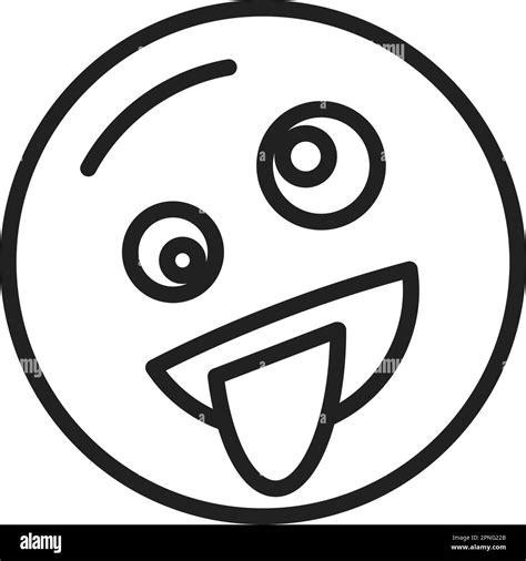 Crazy Face Emoticon Black And White