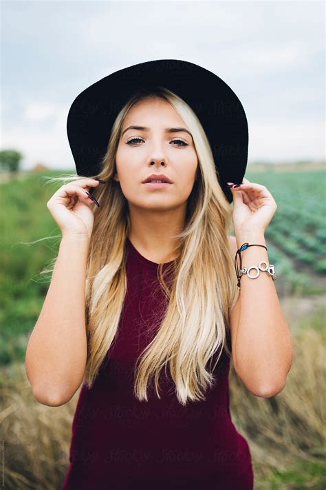 Portrait Of A Beautiful Young Woman Wearing Hat By Jovana Rikalo