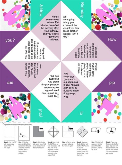Free Printable A Confetti Birthday Cootie Catcher Fold Me Up