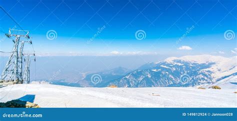 Cable Car At Snow Mountain In Gulmark Kashmir India Stock Photo