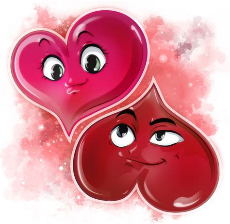 Cartoon Love Heart Red Valentines Day Partner Photo To Cartoon