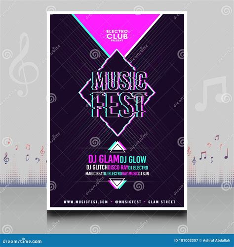Elegant Electronic Music Party Festival Flyer In Creative Style With