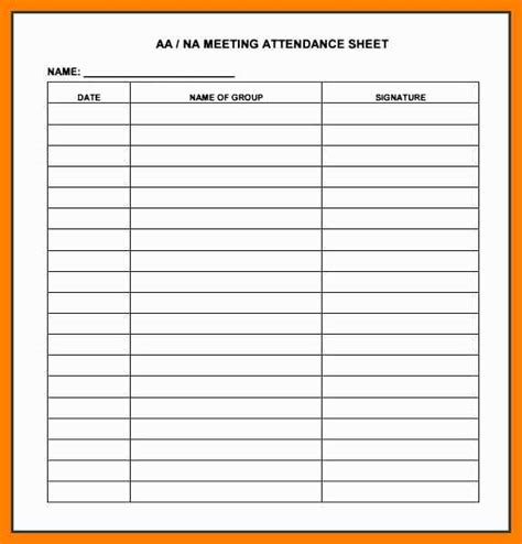 attendance sheet template business mentor