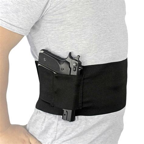 Belly Band Holster For Concealed Carry With Dual Magazine Pouches