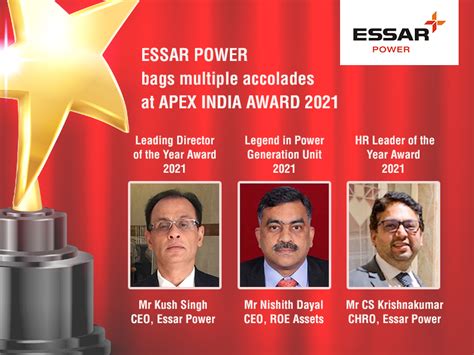 Essar Power Bags Multiple Accolades At Apex India Award 2021 Essar