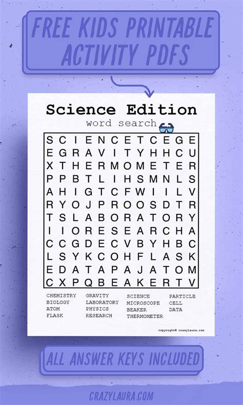 Free Science Word Search Printable Games For Kids Crazy Laura In 2021