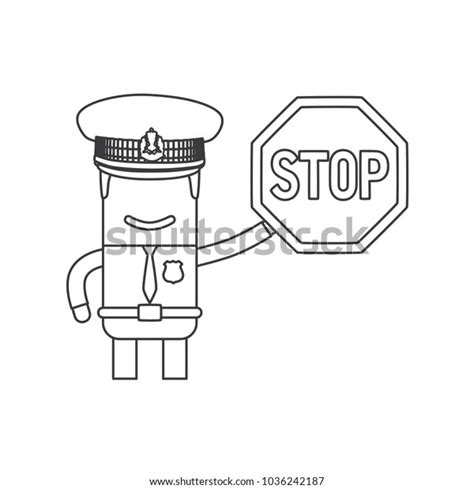 Police Officer Holding Stop Sign Vector Stock Vector Royalty Free