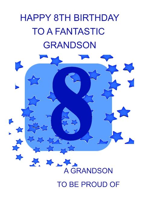 Grandson 8th Birthday Card Etsy