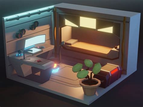 Sci Fi Bedroom Low Poly Clément Vanneste On Artstation At