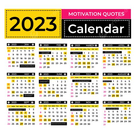 2023 Motivation Quotes Calendar Transparent Background 2023 Calendar