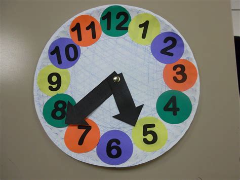 Craft Clock We Used Paper Plate And Printed Numbers Of On Color Paper