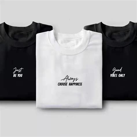Tshirt Minimalist Design For Men Women Cotton Round Neck Shirt Black