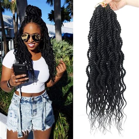 6packs18inch Wavy Senegalese Twist Crochet Hair Braids Wavy Ends