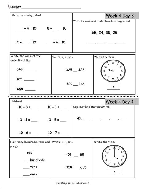 Daily 2nd Grade Math Worksheets Spiral Kids Math Grade 2 Review
