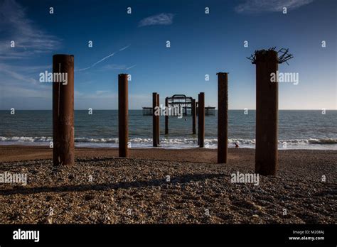 Brighton Beach Sunset And I360 Stock Photo Alamy