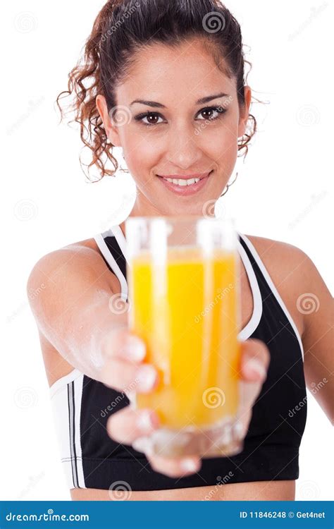 Fitness Girl Showing A Fresh Juicefocus On Girl Stock Photo Image Of