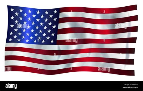 The Stars And Stripes Flag With Shadow Waving In The Breeze Stock