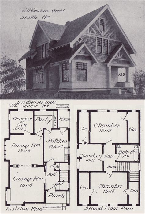 Seattle Homes-Tudor Style House Plan - Design No. 132 - 1908 Western