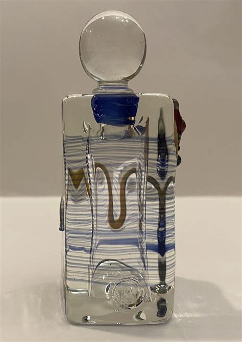 Richard Clements Art Glass Perfume Bottle Applied Sea Animal Clear