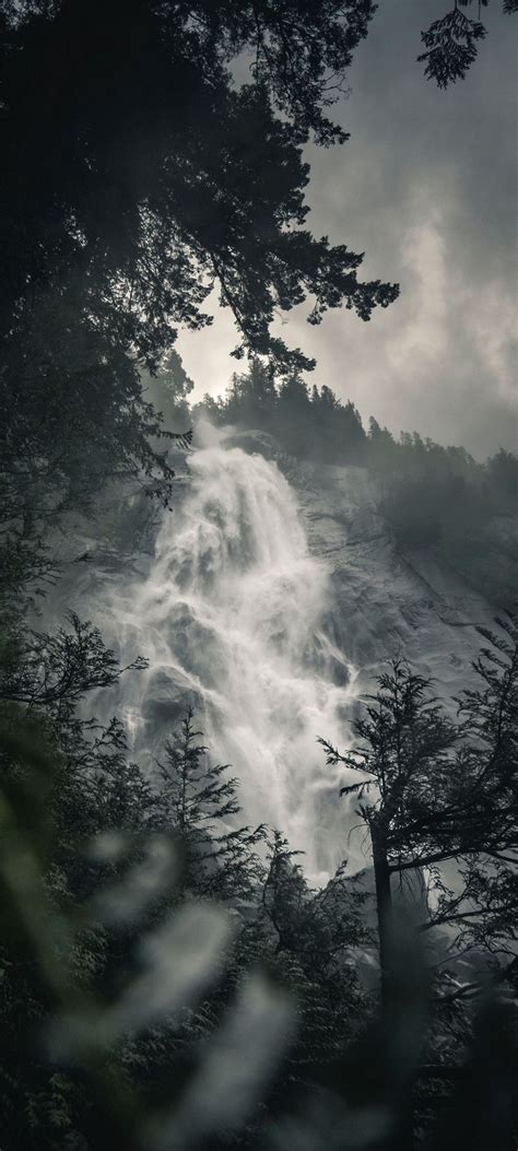 Waterfall Fog Rock 1080x2400