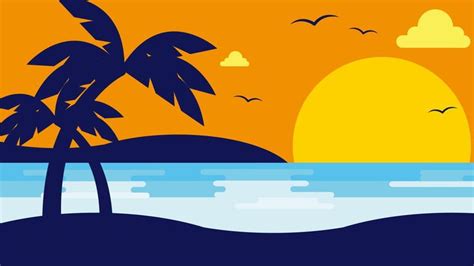 Seaside Sunset Dusk Cartoon Background Design Cartoon Background