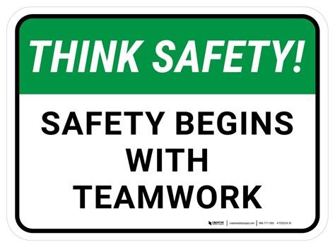 Think Safety Safety Begins With Teamwork Rectangular Floor Sign