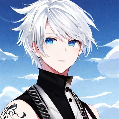 Handsome Anime Boy White Hair Blue Eyes