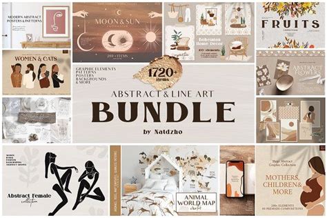 Abstract And Line Art Bundle By Natdzho On Creativemarket Abstract Line
