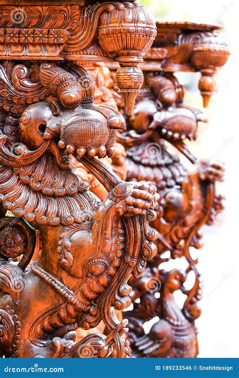 Very Detailed Hindu Wood Carved Gods Stock Photo Image Of Paint