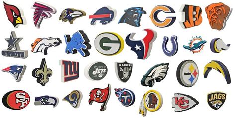 The nfl's organizations sport a wide variety of different ideas, shapes, sizes and colors that go into their logos. All 32 NFL Football Teams Official 3D Foam Logo Wall Signs ...
