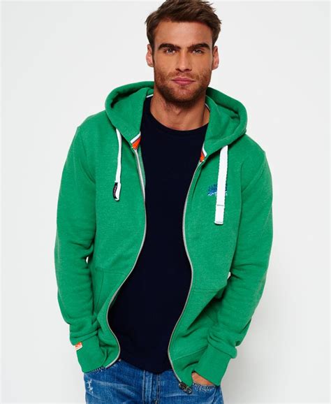 Superdry Orange Label Zip Hoodie In Green For Men Lyst