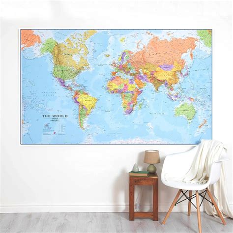 Giant World Megamap Large Wall Map Paper With Front Sheet Lamination