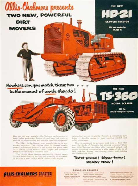 1955 Allis Chalmers Tractor And Scraper Classic Vintage Print Ad