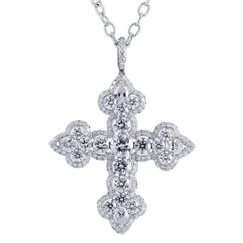 639 Carat Diamond Platinum Cross Pendant Necklace For Sale At 1stdibs