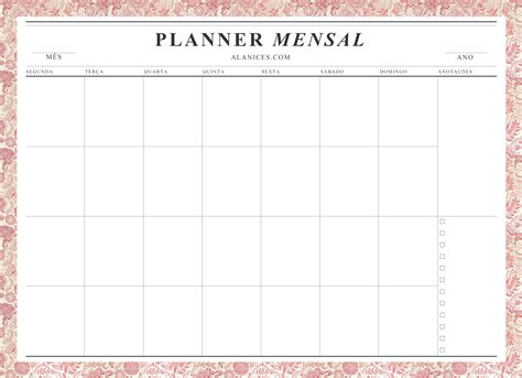 Planner Planejadores Planejador Mensal