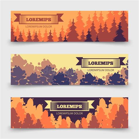 Abstract Forest Horizontal Banners Template Banners With Trees Design